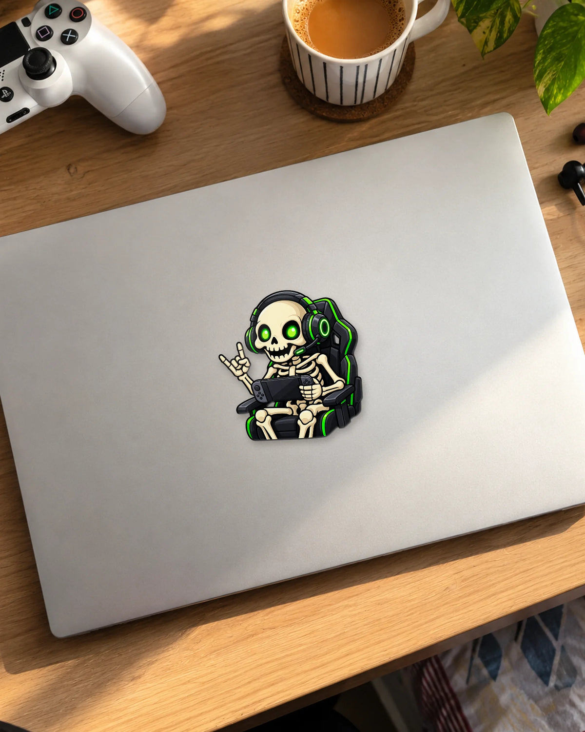 Skeleton Gamer gamer patch on a laptop