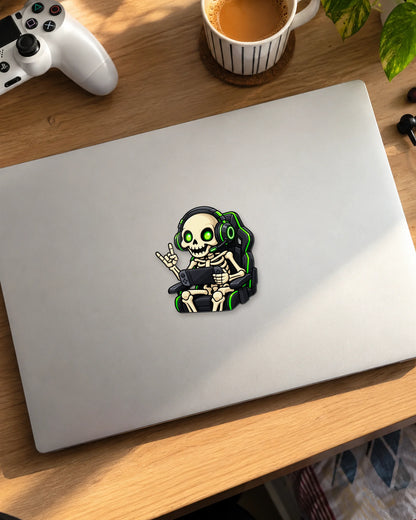 Skeleton Gamer gamer patch on a laptop