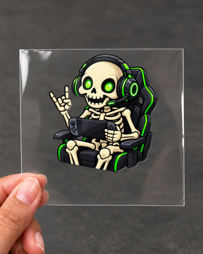 Skeleton Gamer gamer patch on clear film