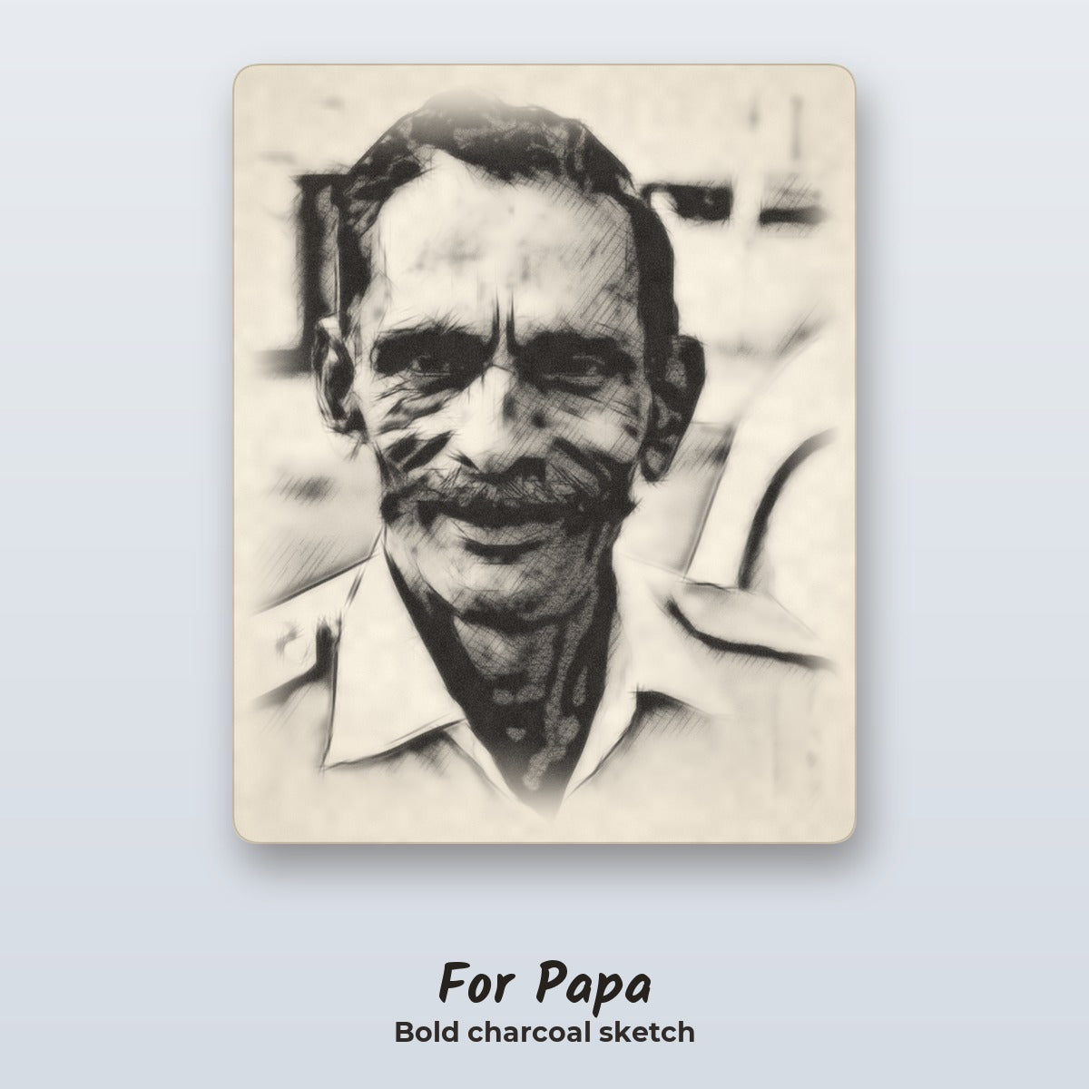आपकी फोटो चारकोल स्केच के रूप में | कस्टमाइज्ड हार्ड सरफेस पैच