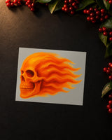 Skull Flame iron-on patch transfer