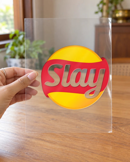 Slay hard surface patch on clear film