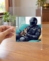 Soft Biker hard surface patch on clear film