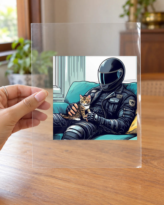 Soft Biker hard surface patch on clear film