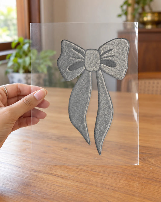 Soft Ribbon hard surface patch on clear film