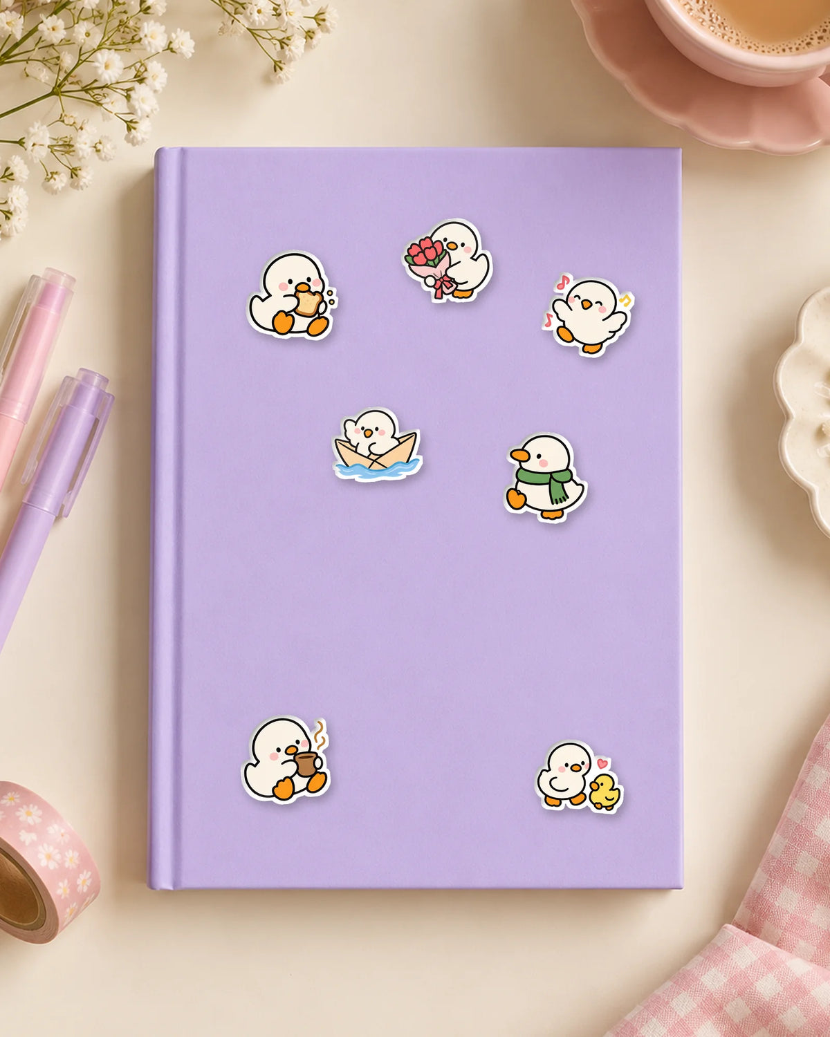 Softy Ducky mini patches on a journal