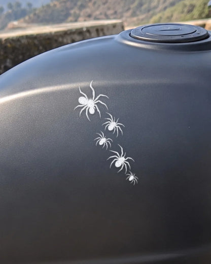 Spider Crawl bike patch in white ink on a bike