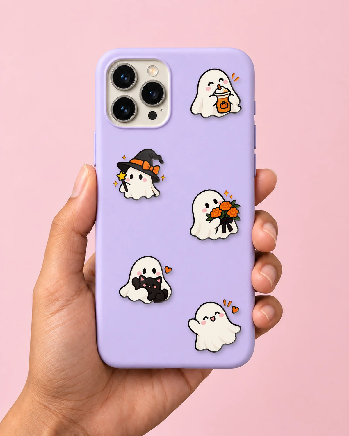Spooky Boo mini patches on a phone case