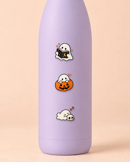 Spooky Boo mini patches on a water bottle