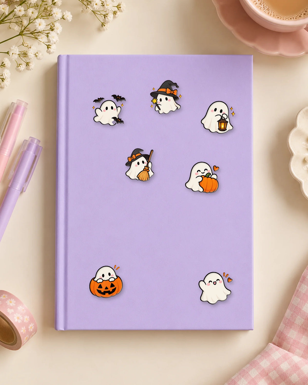 Spooky Boo mini patches on a journal