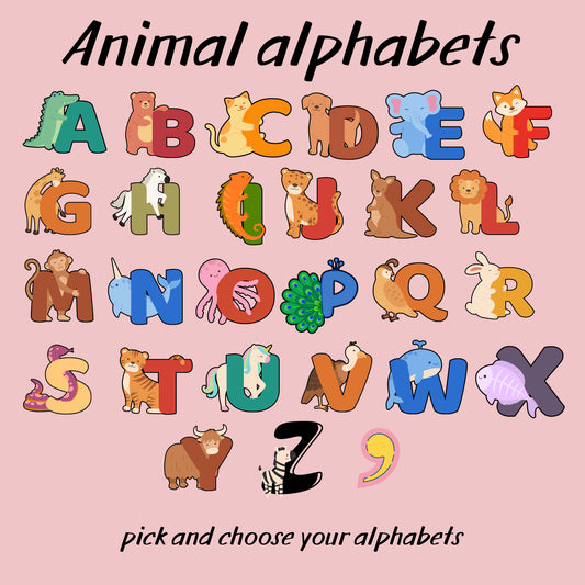 Wild Type | Iron-on Patch | Animal Alphabet Sticker (Kids Special)