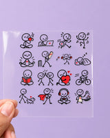 Stick Figure Life mini hard surface patch sheet on clear film