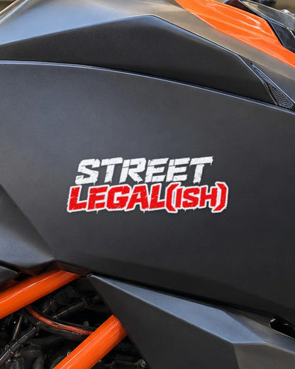 Street Legal(ish) bike patch in white ink on a bike