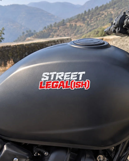 Street Legal(ish) bike patch in white ink on a bike
