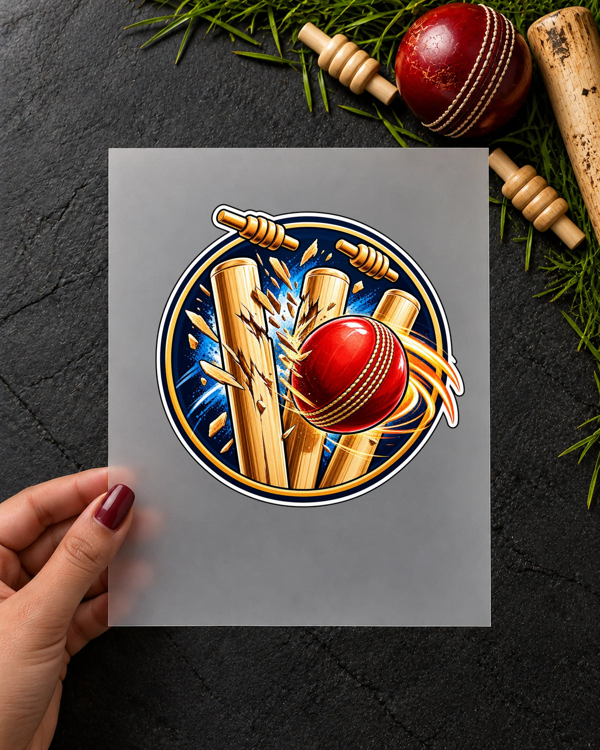 Stumps Uda Diye iron-on patch in hand