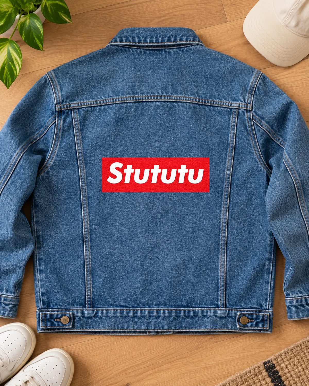Stututu iron-on patch on clothes
