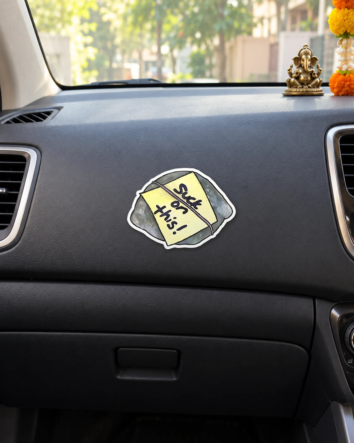 Suck on this! sticker mockup
