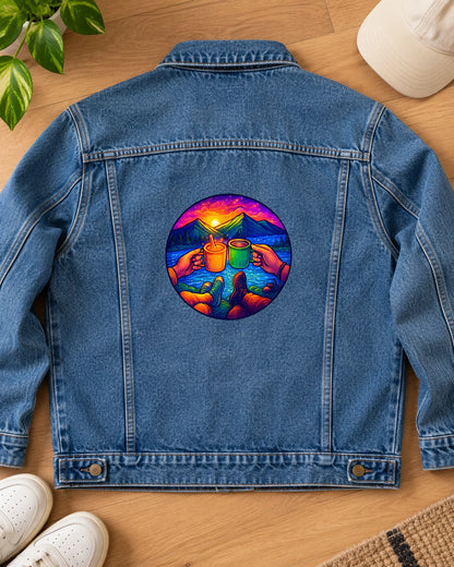 Summit Sip iron-on patch on clothes