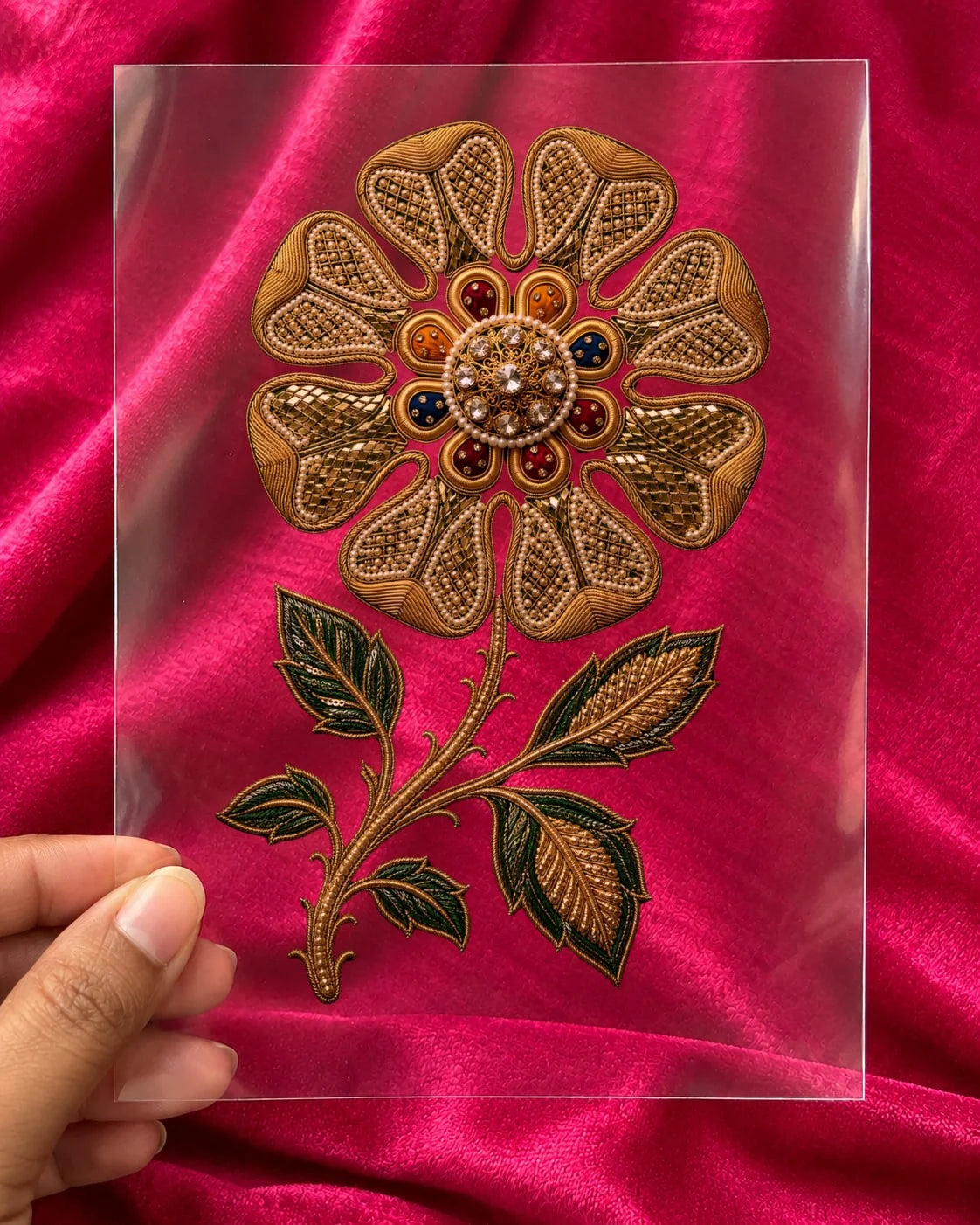 Sunehra Gulab embroidery-look iron-on patch | Thread Theory
