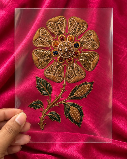 Sunehra Gulab embroidery-look iron-on patch | Thread Theory