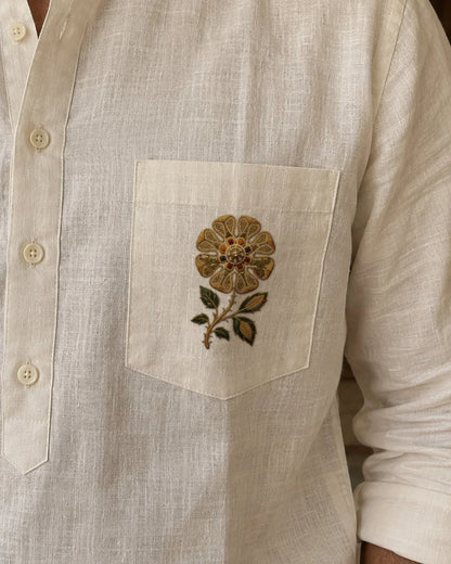 Sunehra Gulab embroidery-look iron-on patch | Thread Theory