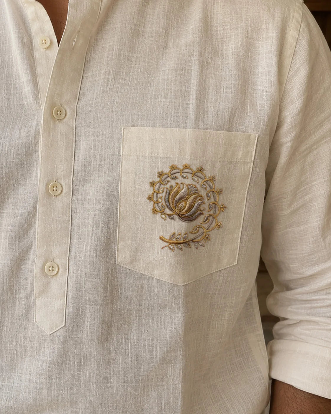 Swarna Kamal embroidery-look iron-on patch | Thread Theory