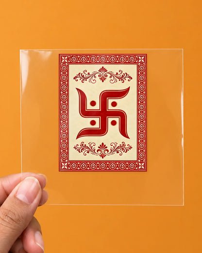 Swastik Folk Card hard surface patch on clear film
