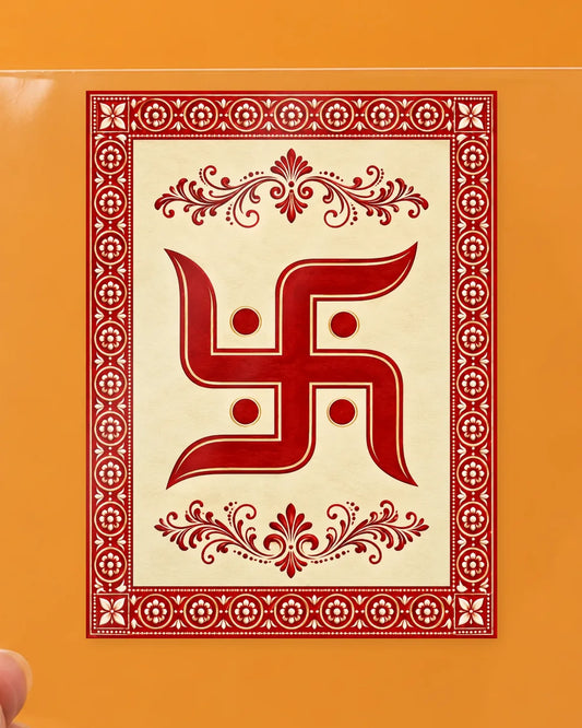 Swastik Folk Card hard surface patch on clear film