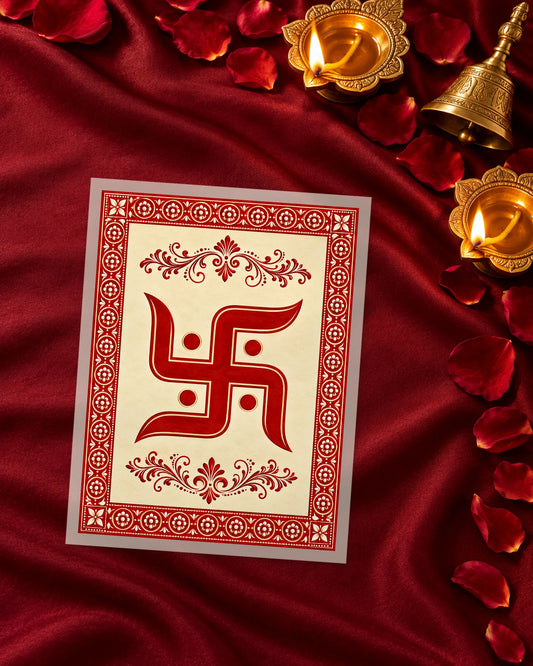 Swastik Folk Card iron-on patch transfer