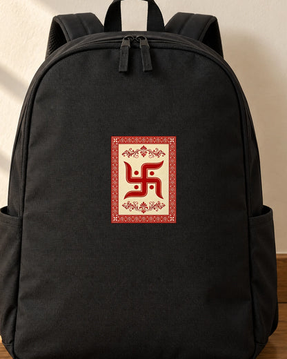 Swastik Folk Card iron-on patch on clothes