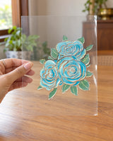 Teal Bloom Dream hard surface patch on clear film