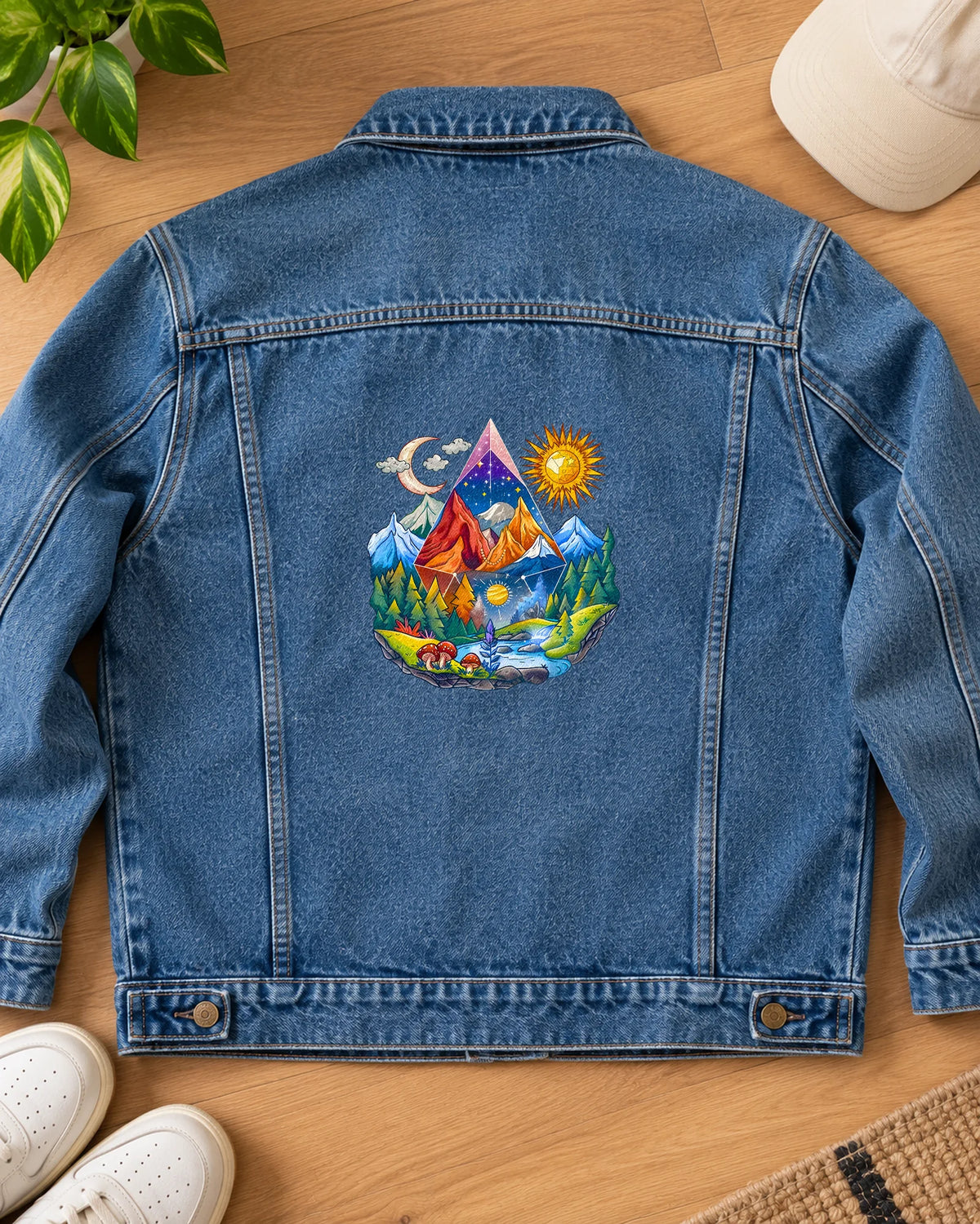 The Cosmic Prism iron-on patch on clothes
