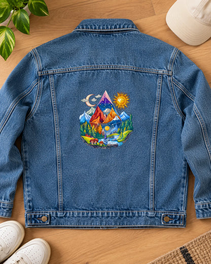 The Cosmic Prism iron-on patch on clothes