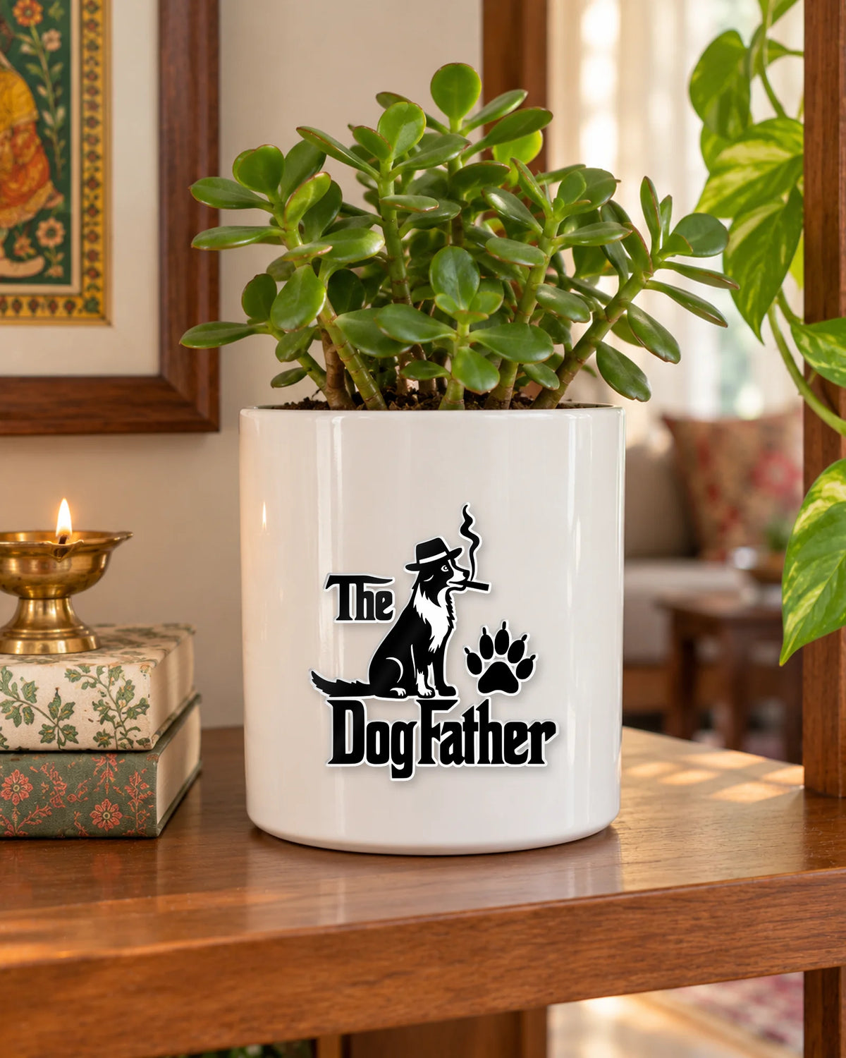 The Dog Father sticker mockup