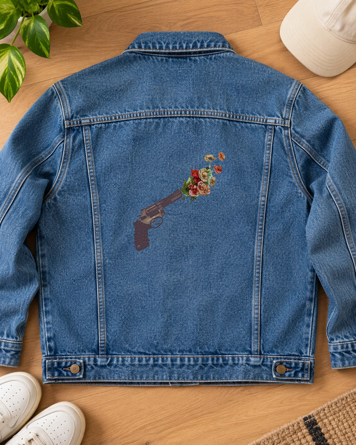 The Fragile Firearm iron-on patch on clothes