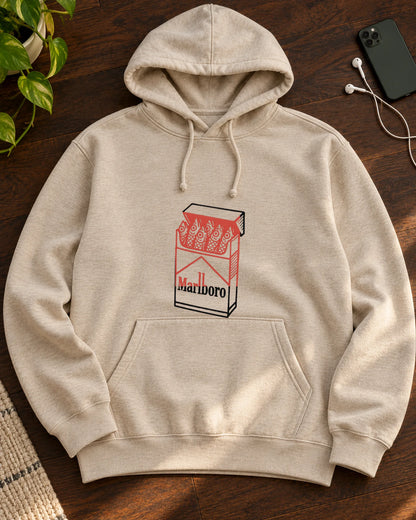 The Marlboro Mullet iron-on patch on clothes
