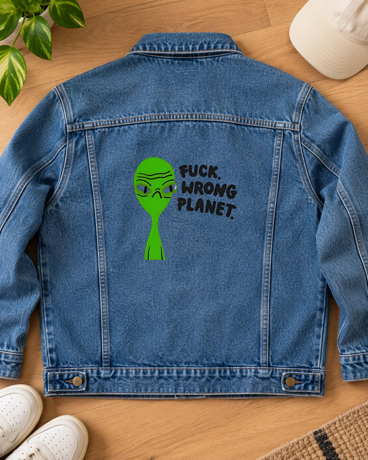 The Outcast Labels iron-on patch on clothes