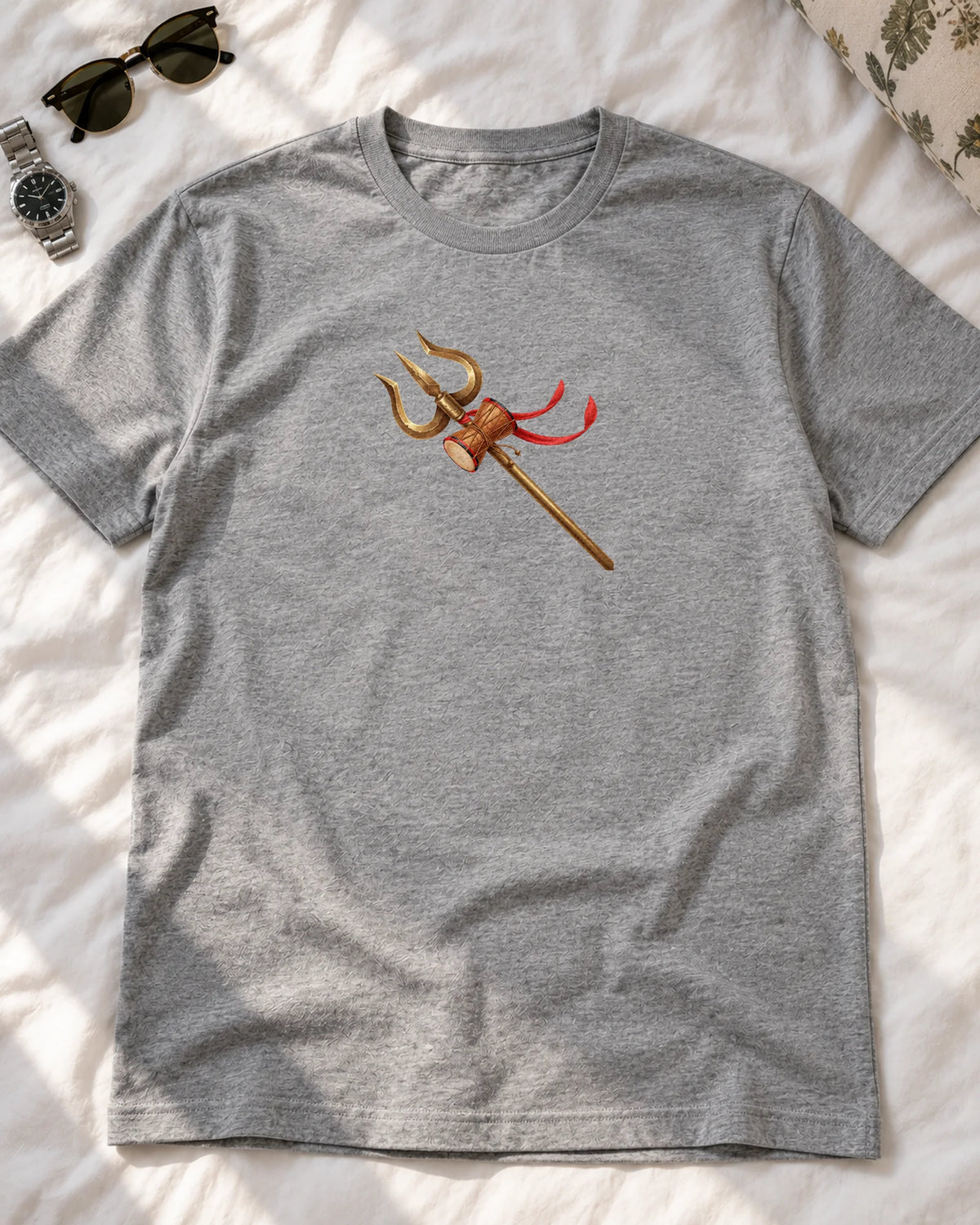 The Sacred Trishul iron-on patch on clothes
