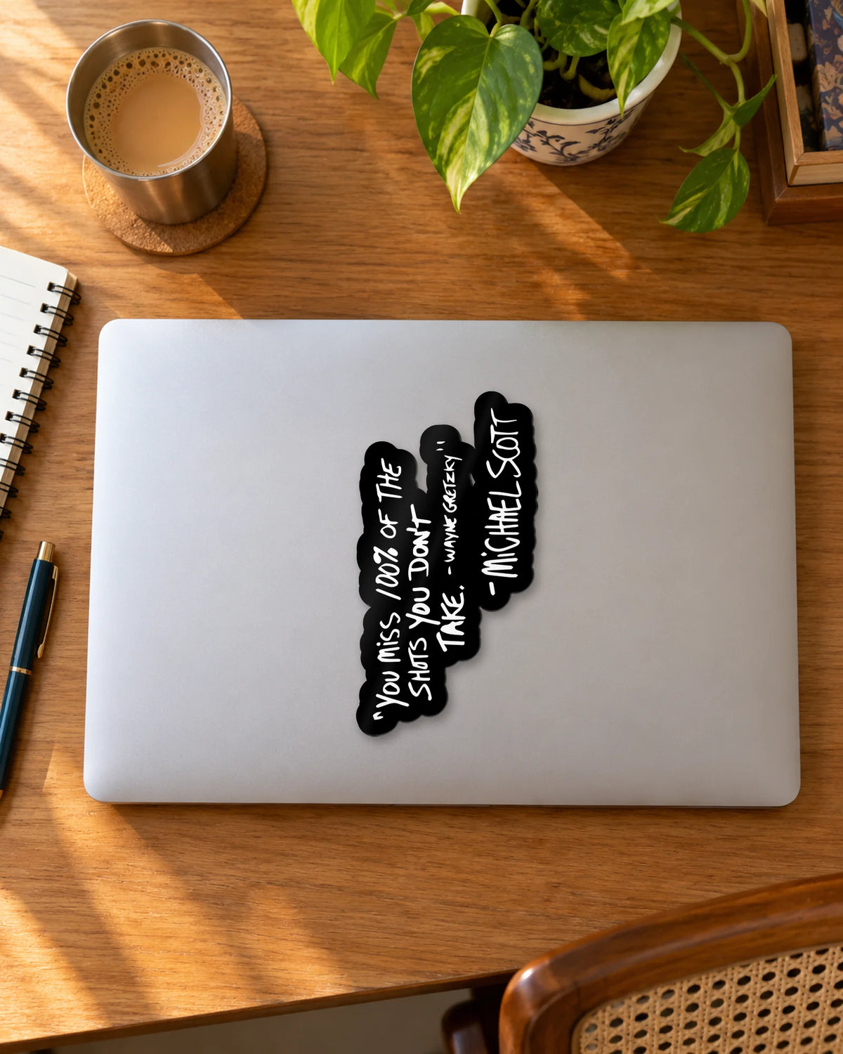 The Shot Quote sticker mockup