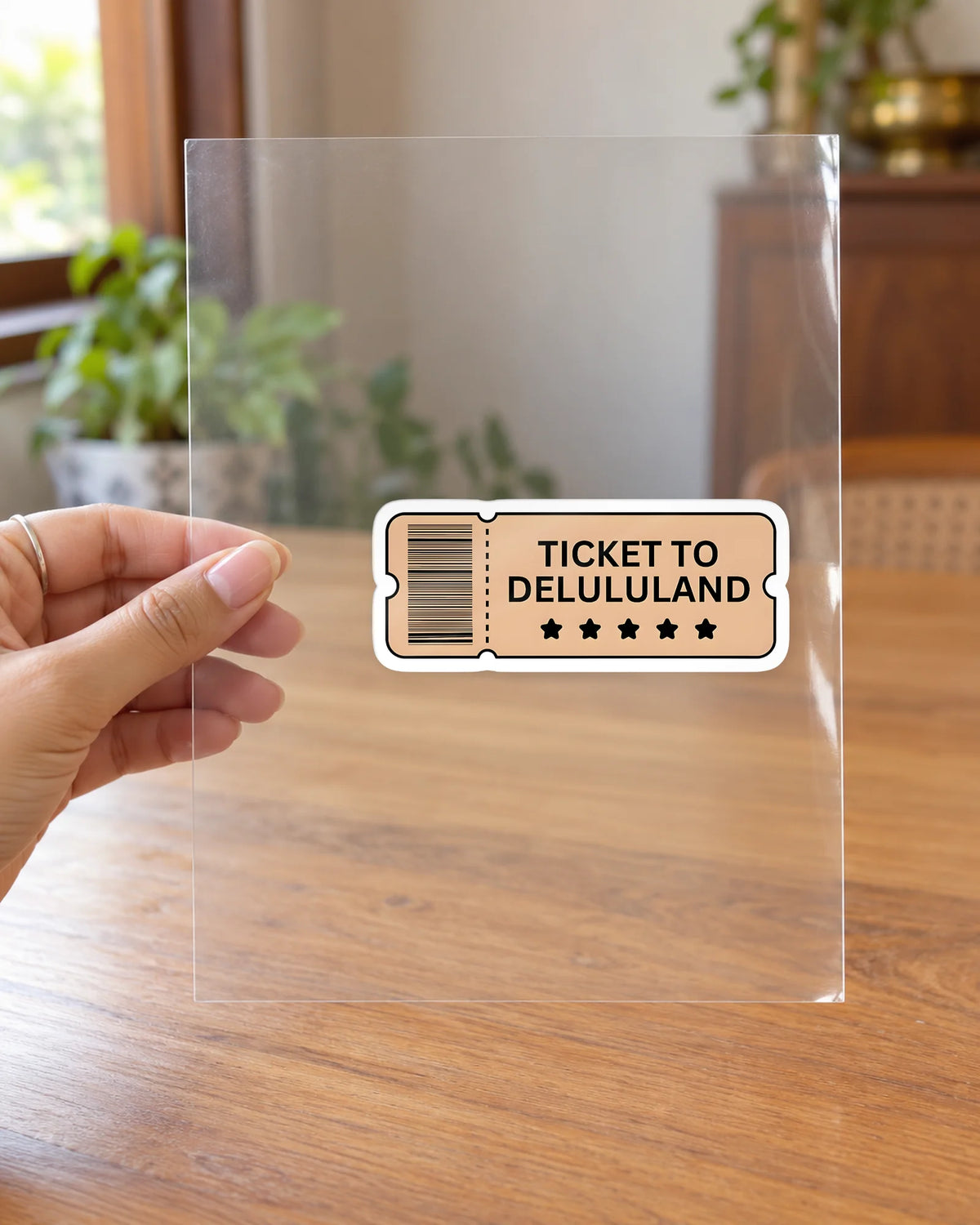 Ticket To Delululand hard surface patch on clear film