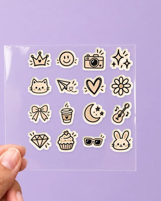 Tiny Doodles mini hard surface patch sheet on clear film