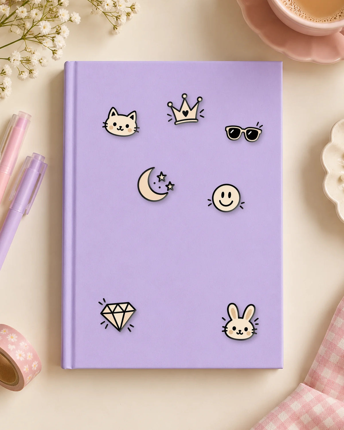 Tiny Doodles mini patches on a journal