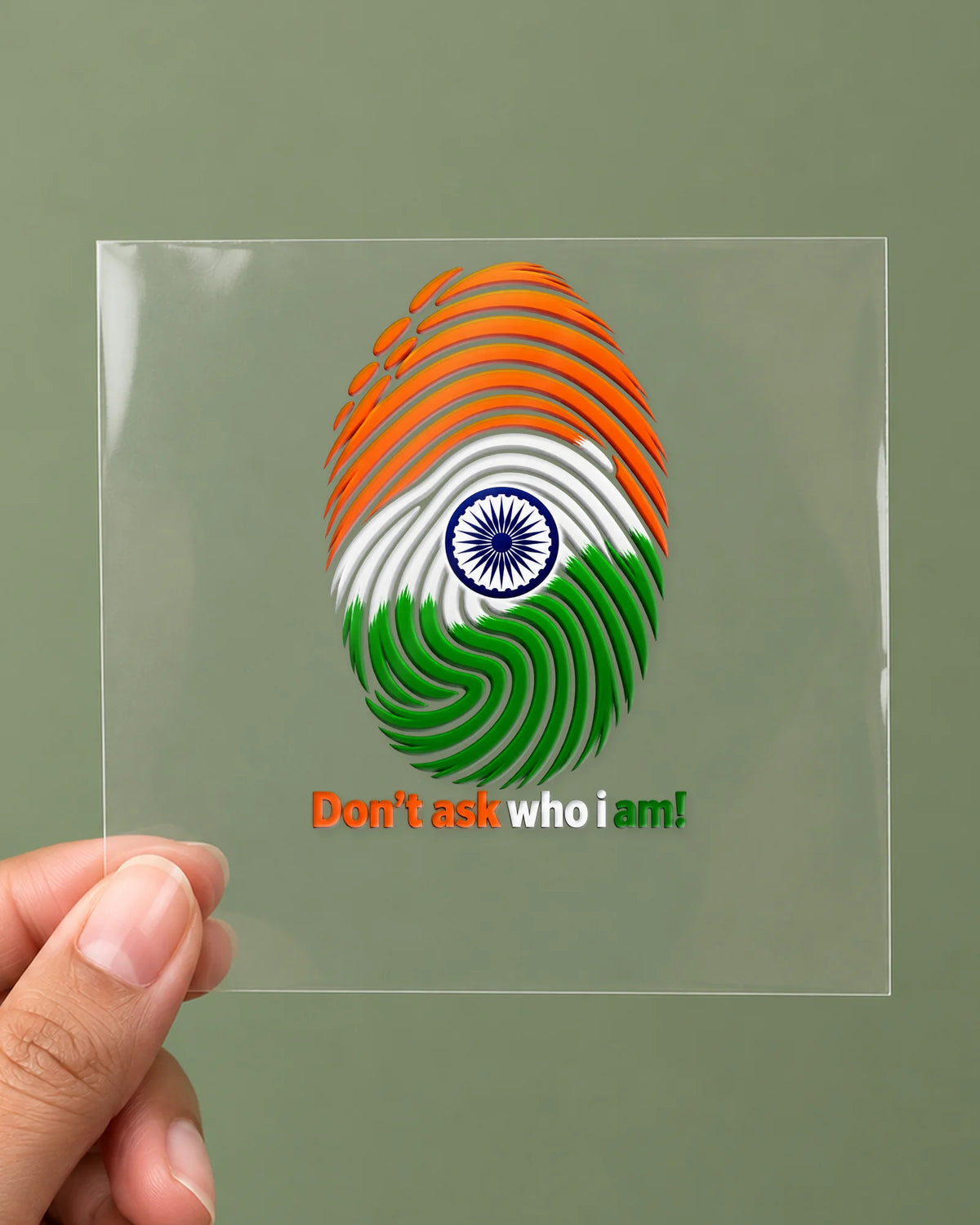 Tiranga DNA hard surface patch on clear film