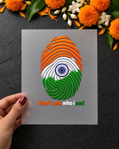 Tiranga DNA iron-on patch in hand
