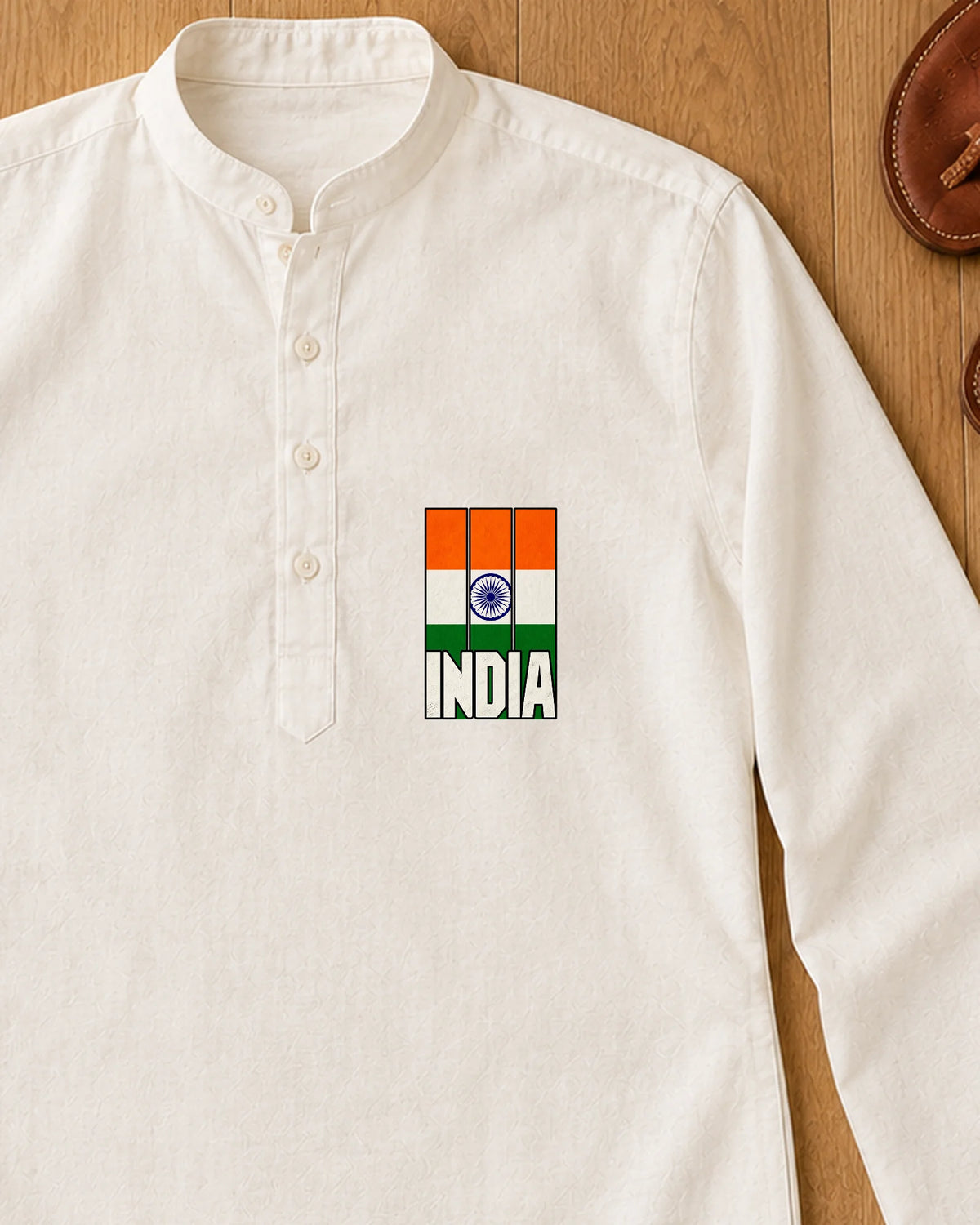 Tiranga India iron-on patch on clothes