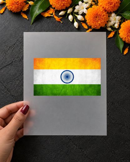 Tiranga iron-on patch in hand