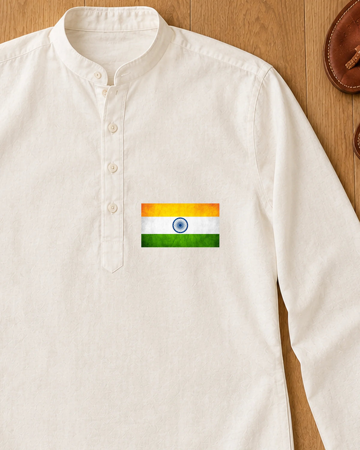 Tiranga iron-on patch on clothes