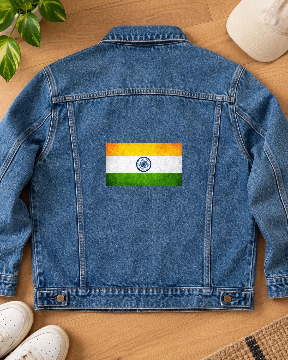 Tiranga iron-on patch on clothes