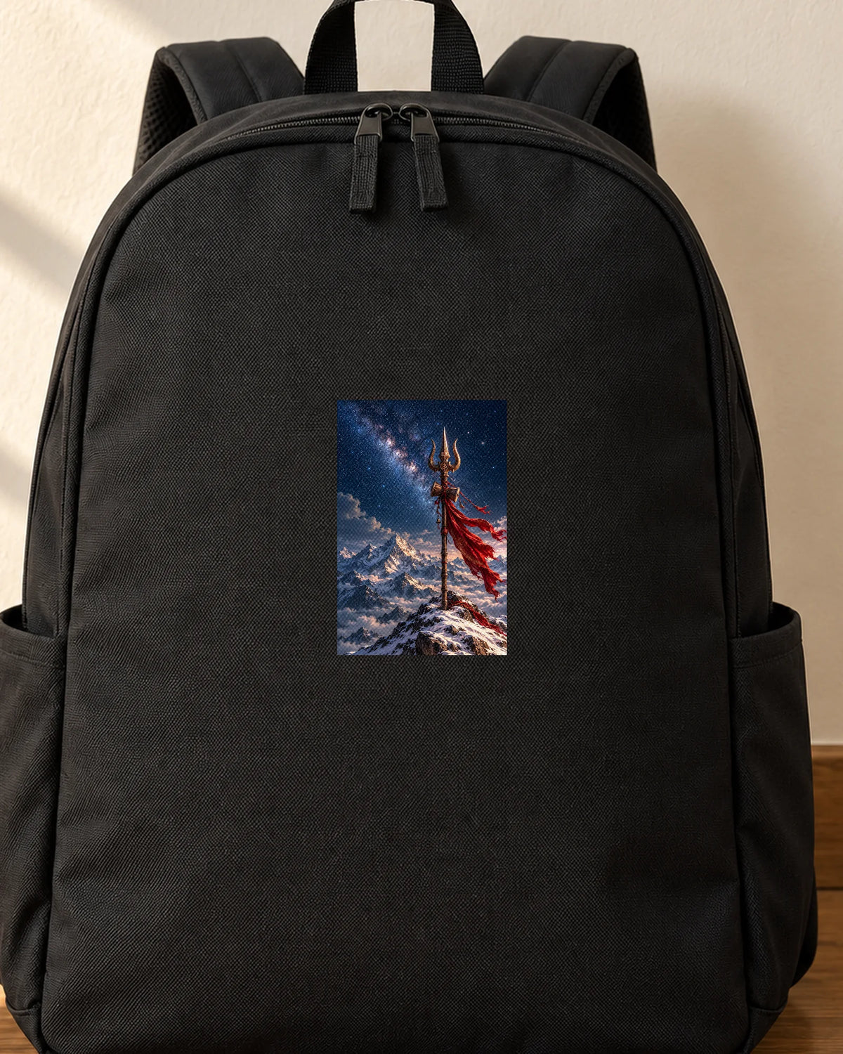 Kailash Trishul iron-on patch on clothes
