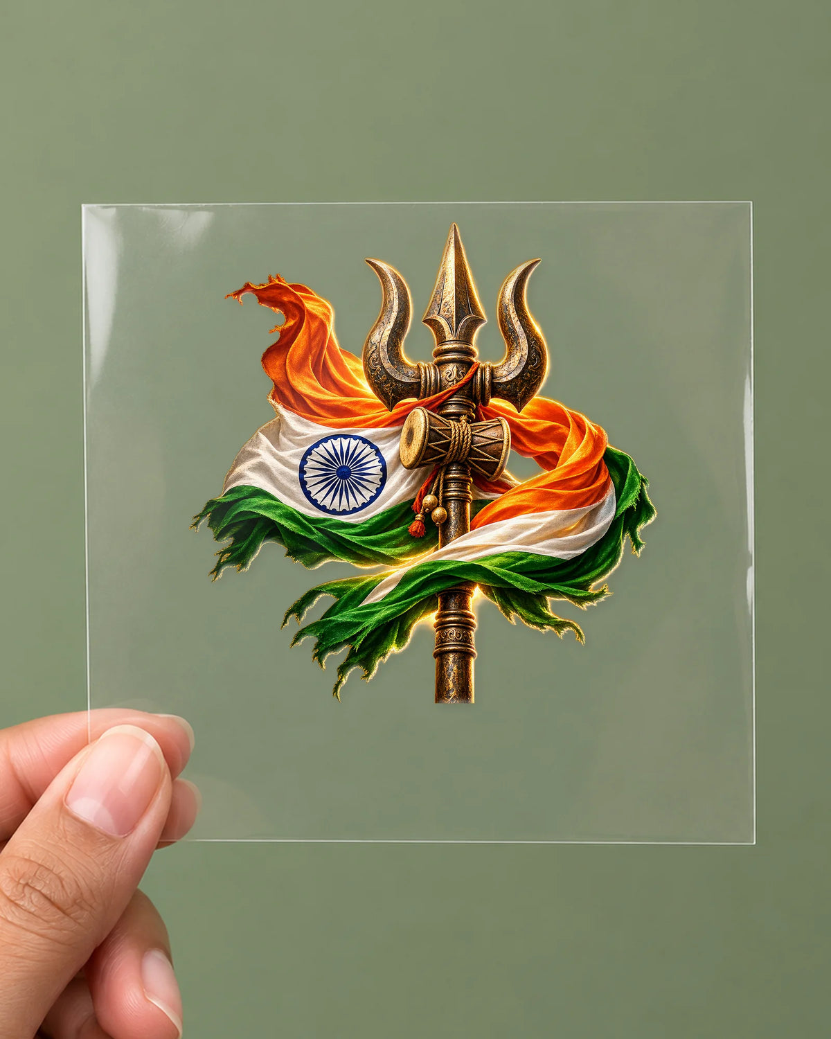 Trishul Tiranga hard surface patch on clear film